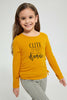 Redtag-Mustard-Solid-Drop-Needle-T-Shirt-Long-Sleeves-Girls-2 to 8 Years