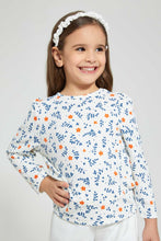 Load image into Gallery viewer, Redtag-Cream-Printed-Floral-Drop-Needle-T-Shirt-Long-Sleeves-Girls-2 to 8 Years
