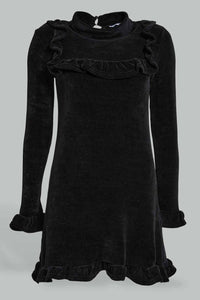 Redtag-Black-Long-Sleeve-Chenille-Dress-Dresses-Women's-