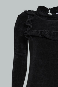 Redtag-Black-Long-Sleeve-Chenille-Dress-Dresses-Women's-