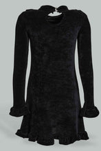 تنزيل الصورة على معرض الصور، Redtag-Black-Long-Sleeve-Chenille-Dress-Dresses-Women&#39;s-
