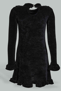 Redtag-Black-Long-Sleeve-Chenille-Dress-Dresses-Women's-