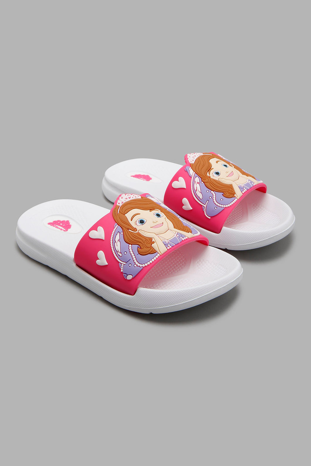 Redtag-White-Sofia-Slide-Character,-Colour:White,-Filter:Girls-Footwear-(3-to-5-Yrs),-GIR-Flip-Flops,-New-In,-New-In-GIR-FOO,-Non-Sale,-W21B-Girls-3 to 5 Years