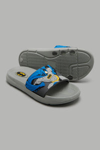 Redtag-Grey-Batman-Embossed-Slide-Boys-Flip-Flops,-Character,-Colour:Mid-Grey,-Filter:Boys-Footwear-(3-to-5-Yrs),-New-In,-New-In-BOY-FOO,-Non-Sale,-W21B-Boys-3 to 5 Years