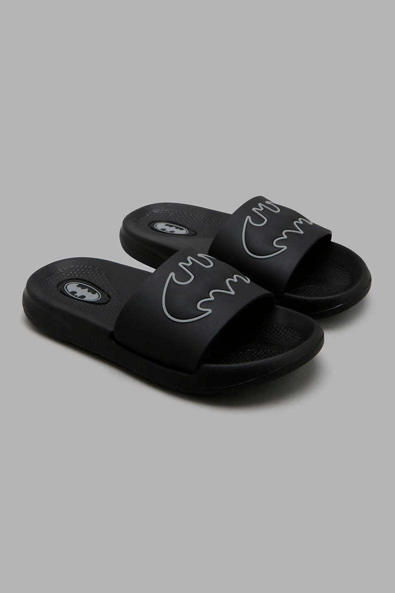 Redtag-Black-Batman-Embossed-Slide-Boys-Flip-Flops,-Character,-Colour:Black,-Filter:Boys-Footwear-(3-to-5-Yrs),-New-In,-New-In-BOY-FOO,-Non-Sale,-W21B-Boys-3 to 5 Years