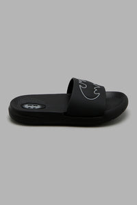 Redtag-Black-Batman-Embossed-Slide-Boys-Flip-Flops,-Character,-Colour:Black,-Filter:Boys-Footwear-(3-to-5-Yrs),-New-In,-New-In-BOY-FOO,-Non-Sale,-W21B-Boys-3 to 5 Years