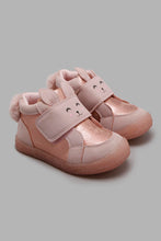 Load image into Gallery viewer, Redtag-Pink-Bunny-Face-Details-High-Top-Ankle-Boots-Infant-Girls-1 to 3 Years
