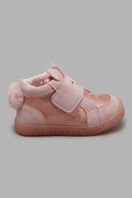 Load image into Gallery viewer, Redtag-Pink-Bunny-Face-Details-High-Top-Ankle-Boots-Infant-Girls-1 to 3 Years
