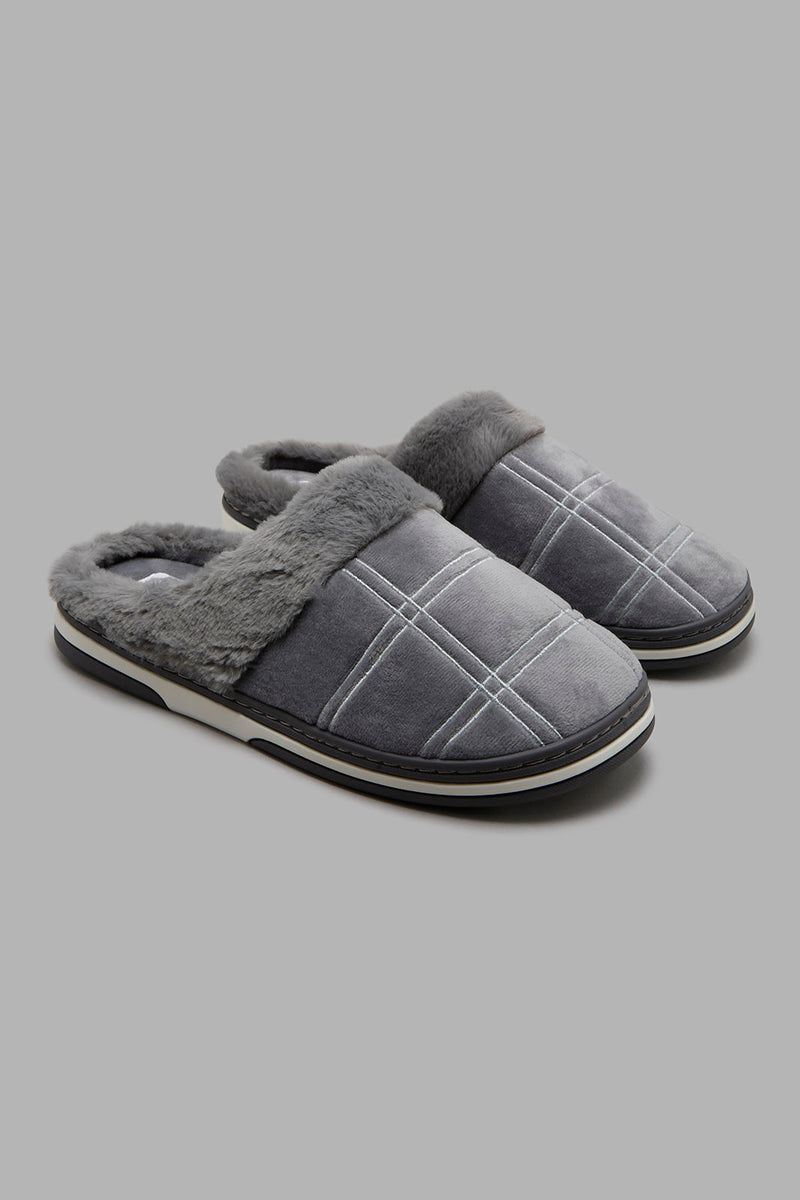 Redtag-Grey-Padded-Mule-Slipper-Mules-Men's-