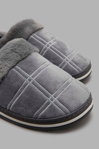 Redtag-Grey-Padded-Mule-Slipper-Mules-Men's-