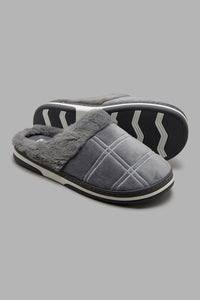 Redtag-Grey-Padded-Mule-Slipper-Mules-Men's-
