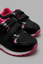 Load image into Gallery viewer, Redtag-Black-Sneaker-With-Heart-Trim-Sneakers-Infant-Girls-1 to 3 Years
