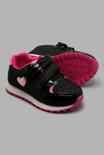 Load image into Gallery viewer, Redtag-Black-Sneaker-With-Heart-Trim-Sneakers-Infant-Girls-1 to 3 Years
