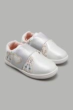 Load image into Gallery viewer, Redtag-Silver-Floral-Print-Sneaker-Character,-Colour:Silver,-Filter:Girls-Footwear-(1-to-3-Yrs),-ING-Casual-Shoes,-New-In,-New-In-ING-FOO,-Non-Sale,-W21B-Infant-Girls-1 to 3 Years
