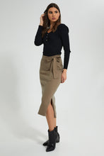 Load image into Gallery viewer, Redtag-Beige-Belted--Midi-Skirt-Skirts-Women&#39;s-

