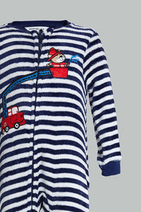 Redtag-Grey-Striped-Digger-Onesie-Pj-Set-Colour:Grey,-Filter:Infant-Boys-(3-to-24-Mths),-Infant-Boys-Pyjama-Sets,-New-In,-New-In-INB,-Non-Sale,-Section:Kidswear,-W21B-Infant-Boys-3 to 24 Months