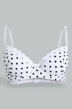Load image into Gallery viewer, Redtag-Navy/White-Flock-Printed-Padded-T-Shirt-Bra-(2-Pack)-T-Shirt-Bras-Women's-
