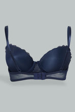 Load image into Gallery viewer, Redtag-Navy/White-Flock-Printed-Padded-T-Shirt-Bra-(2-Pack)-T-Shirt-Bras-Women's-
