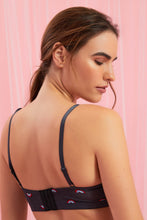 Load image into Gallery viewer, Redtag-Dark-Grey-Printed/Red/Pale-Blue-Plain-Padded-Non-Wired-Bra-(3-Pack)-Padded-Non-Wired-Women&#39;s-
