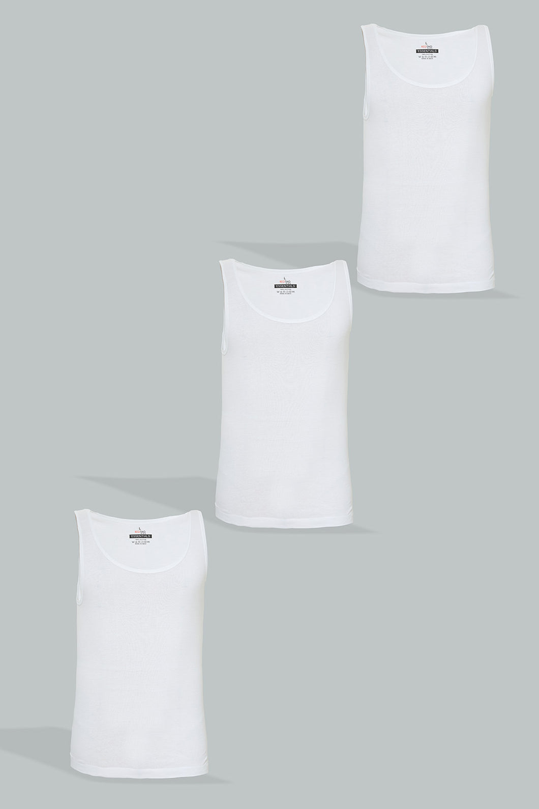 White Sleeveless Vest (Pack of 3)