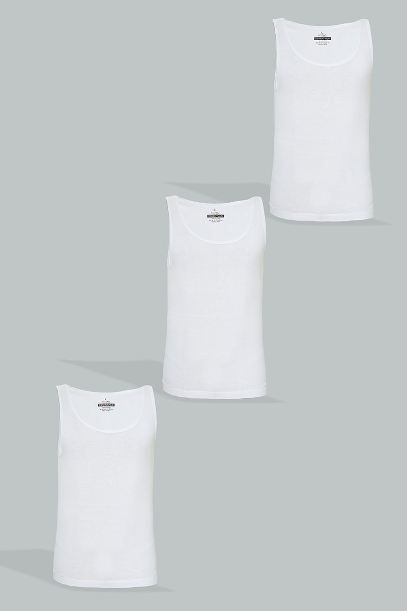 White Sleeveless Vest (Pack of 3)