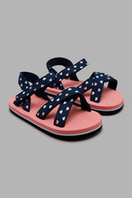 Load image into Gallery viewer, Redtag-Navy-Heart-Print-Flipflop-Sliders-Girls-3 to 5 Years
