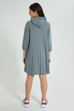 تنزيل الصورة على معرض الصور، Redtag-Grey-Pleated-Hooded-Dress-Dresses-Senior-Girls-9 to 14 Years
