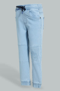 Redtag-Light-Wash-Embossed-Jogger-Jean-Jeans-Jogger-Fit-Boys-2 to 8 Years