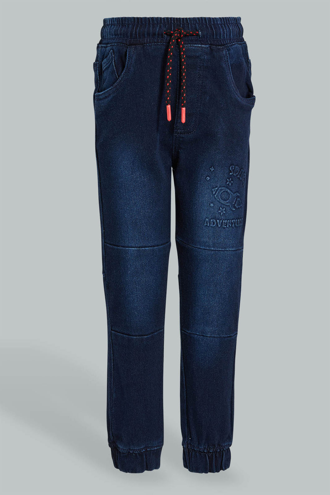 Redtag-Dark-Wash-Embossed-Jogger-Jean-Jeans-Jogger-Fit-Boys-2 to 8 Years