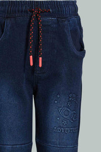 Redtag-Dark-Wash-Embossed-Jogger-Jean-Jeans-Jogger-Fit-Boys-2 to 8 Years