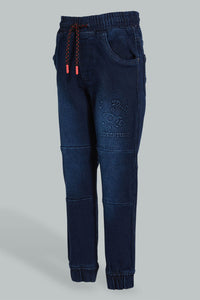 Redtag-Dark-Wash-Embossed-Jogger-Jean-Jeans-Jogger-Fit-Boys-2 to 8 Years