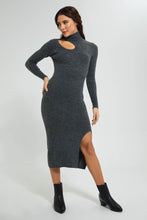 Load image into Gallery viewer, Redtag-Grey-Neck-Detail-Bodycon-Dress-Colour:Grey,-Filter:Women&#39;s-Clothing,-New-In,-New-In-Women,-Non-Sale,-Section:Women,-W21B,-Women-Dresses-Women&#39;s-
