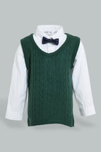 Load image into Gallery viewer, Redtag-Green-Pull-Over-With-Shirt-And-Bow-Casual-Set-Sets-Infant-Boys-3 to 24 Months
