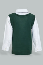 Load image into Gallery viewer, Redtag-Green-Pull-Over-With-Shirt-And-Bow-Casual-Set-Sets-Infant-Boys-3 to 24 Months
