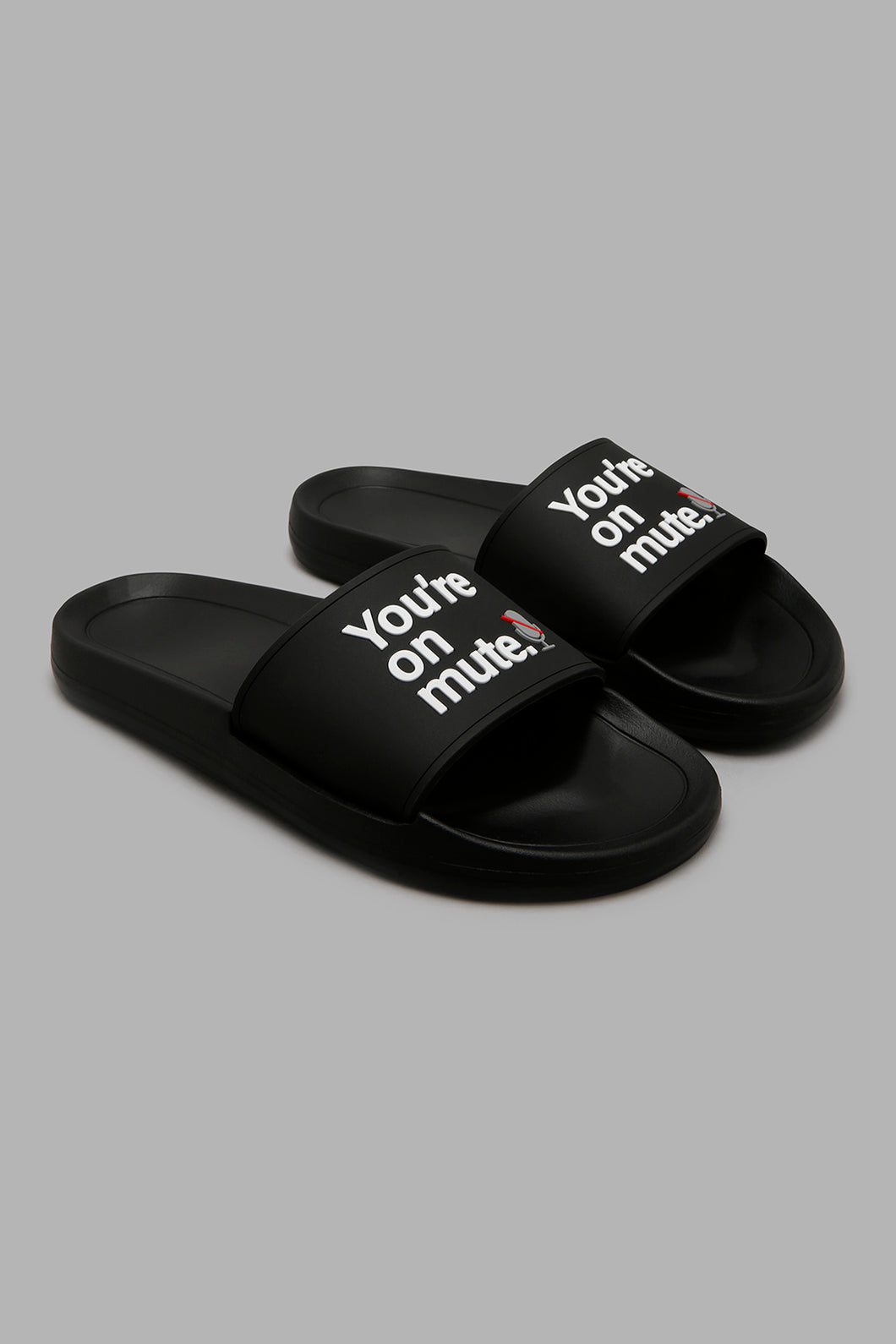 Redtag-Black-Slogan-Strap-Slide-Sliders-Men's-