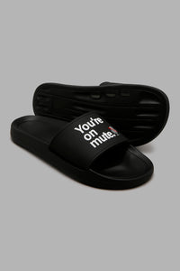 Redtag-Black-Slogan-Strap-Slide-Sliders-Men's-