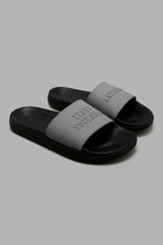 Load image into Gallery viewer, Redtag-Grey-Strap-Embossed-Slide-Sliders-Men&#39;s-
