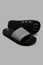 Load image into Gallery viewer, Redtag-Grey-Strap-Embossed-Slide-Sliders-Men&#39;s-
