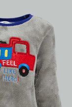 Load image into Gallery viewer, Redtag-Grey-And-Red-Fire-Car-Top-And-Bottom-Fluffy-Pj-Set-(2-Pack)-Colour:Grey,-Filter:Infant-Boys-(3-to-24-Mths),-Infant-Boys-Pyjama-Sets,-New-In,-New-In-INB,-Non-Sale,-Section:Kidswear,-W21B-Infant-Boys-3 to 24 Months
