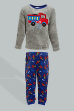 Load image into Gallery viewer, Redtag-Grey-And-Red-Fire-Car-Top-And-Bottom-Fluffy-Pj-Set-(2-Pack)-Colour:Grey,-Filter:Infant-Boys-(3-to-24-Mths),-Infant-Boys-Pyjama-Sets,-New-In,-New-In-INB,-Non-Sale,-Section:Kidswear,-W21B-Infant-Boys-3 to 24 Months

