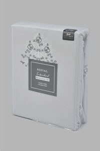 Redtag-Grey-3-Piece-Floral-Embroidery-Duvet-Cover-Set-(King-Size)-Colour:Grey,-Filter:Home-Bedroom,-HMW-BED-Duvet-Covers,-New-In,-New-In-HMW-BED,-Non-Sale,-Section:Homewares,-W21A-Home-Bedroom-
