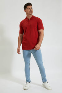 Redtag-Rust-Polo-Shirt-Colour:Orange,-Filter:Men's-Clothing,-Men-T-Shirts,-New-In,-New-In-Men,-Non-Sale,-Section:Men,-TBL,-W21B-Men's-