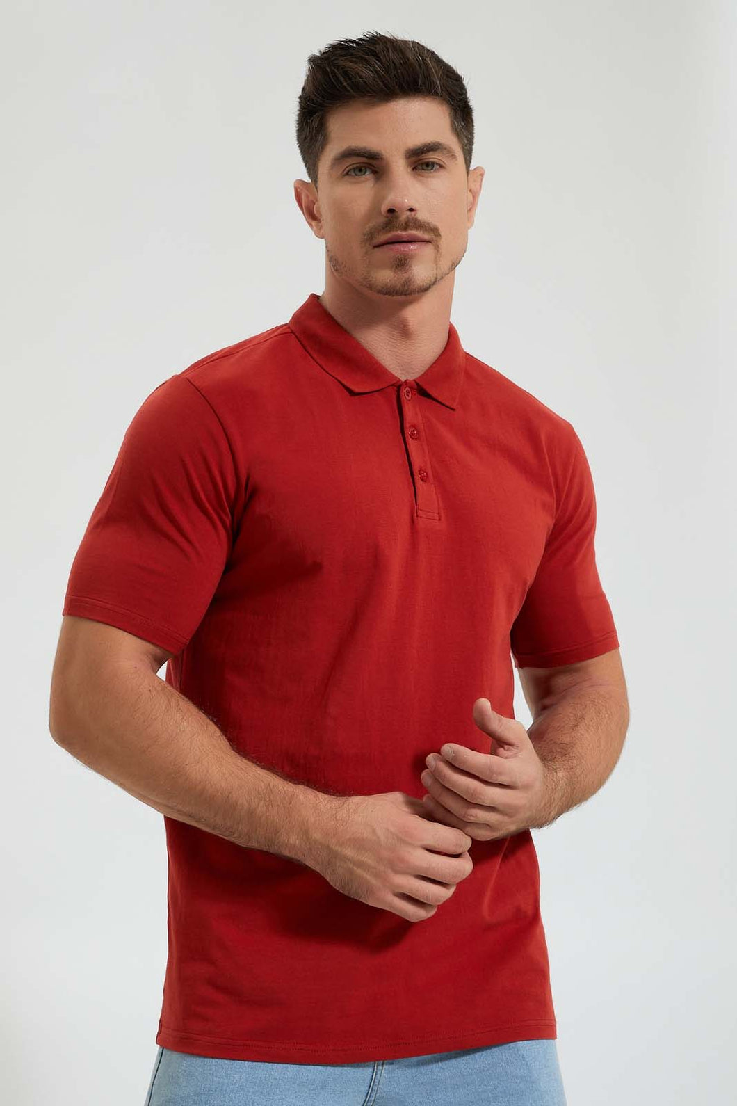 Redtag-Rust-Polo-Shirt-Colour:Orange,-Filter:Men's-Clothing,-Men-T-Shirts,-New-In,-New-In-Men,-Non-Sale,-Section:Men,-TBL,-W21B-Men's-