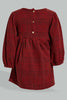 Redtag-Checkered-Dress-Colour:Burgundy,-Filter:Infant-Girls-(3-to-24-Mths),-Infant-Girls-Dresses,-New-In,-New-In-ING,-Non-Sale,-Section:Kidswear,-W21B-Infant-Girls-3 to 24 Months