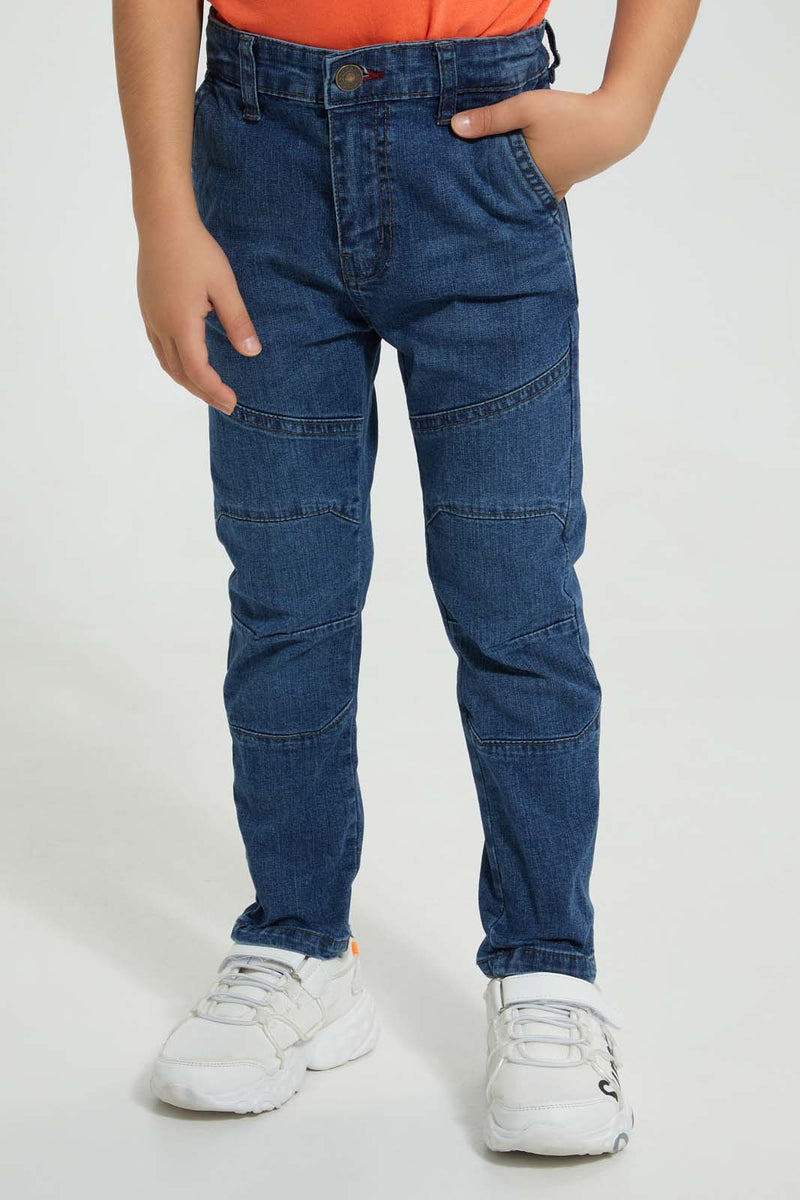 Redtag-Blue-Slant-Pocket-Jean-Jeans-Pull-On-Boys-2 to 8 Years