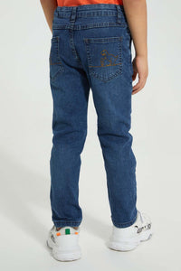 Redtag-Blue-Slant-Pocket-Jean-Jeans-Pull-On-Boys-2 to 8 Years
