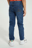Redtag-Blue-Slant-Pocket-Jean-Jeans-Pull-On-Boys-2 to 8 Years