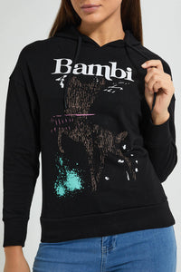 Redtag-Black-Bambi-Long-Sleeve-Hoodie-Sweatshirt-Character,-Colour:Black,-Deals:Bundle-Offer,-Filter:Women's-Clothing,-New-In,-New-In-Women,-Non-Sale,-Section:Women,-TBL,-W21B,-Women-Sweatshirts-Women's-