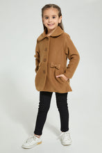 Load image into Gallery viewer, Redtag-Beige-Long-Melton-Jacket-Jackets-Girls-2 to 8 Years
