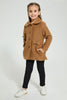 Redtag-Beige-Long-Melton-Jacket-Jackets-Girls-2 to 8 Years